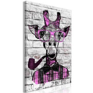 Toile & Tableau | Tableau Imprimé "Giraffe with Pipe Pink" Décoration Murale Multicolore