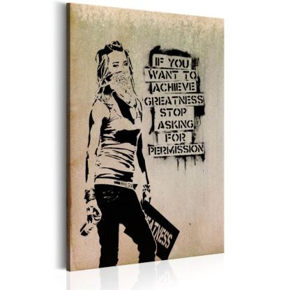 Toile & Tableau | Tableau Imprimé "Graffiti Slogan – Banksy" Décoration Murale Multicolore