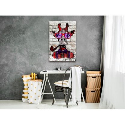 Toile & Tableau | Tableau Imprimé "Hipster Giraffe" Décoration Murale Multicolore