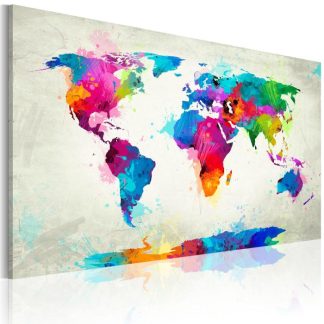 Toile & Tableau | Tableau "Map of the World An Explosion of Colors" Décoration Murale Multicolore