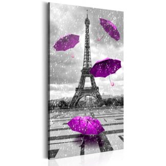 Toile & Tableau | Tableau Imprimé "Paris : Purple Umbrellas" 60x120cm Décoration Murale Multicolore