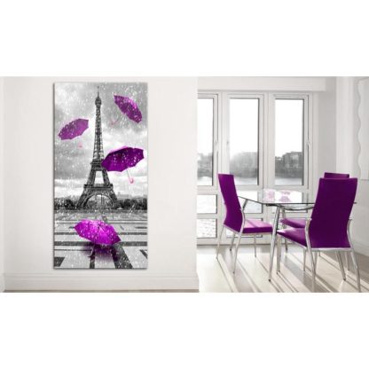 Toile & Tableau | Tableau Imprimé "Paris : Purple Umbrellas" 60x120cm Décoration Murale Multicolore