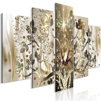 Toile & Tableau | Tableau Imprimé "Royal Tree 5 Panneaux Wide" 100x225cm Décoration Murale Multicolore