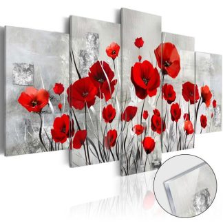 Toile & Tableau | Tableau sur Verre Acrylique "Scarlet Cloud" Décoration Murale Multicolore