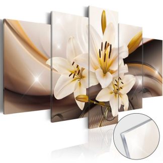 Toile & Tableau | Tableau sur Verre Acrylique "Shiny Lily" Décoration Murale Multicolore