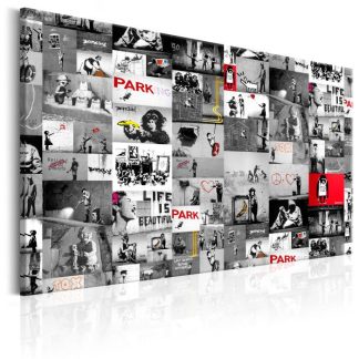 Toile & Tableau | Tableau Imprimé "Banksy – on Wood" Décoration Murale Multicolore