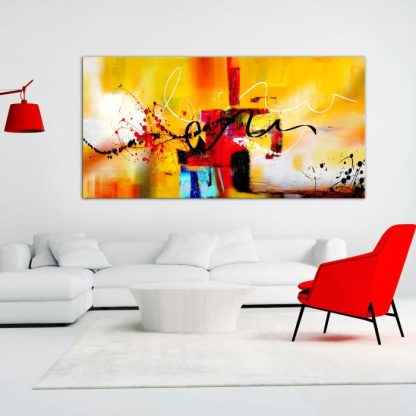 Toile & Tableau | Tableau Imprimé "Street Melodies Orange Wide" 60x120cm Décoration Murale Multicolore