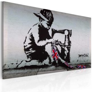 Toile & Tableau | Tableau Imprimé "Union Jack Kid – Banksy" 40x60cm Décoration Murale Multicolore