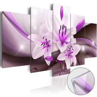 Toile & Tableau | Tableau sur Verre Acrylique "Violet Desert Lily" Décoration Murale Multicolore