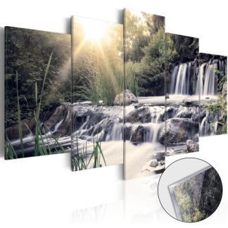 Toile & Tableau | Tableau sur Verre Acrylique "Waterfall of Dreams" Décoration Murale Multicolore