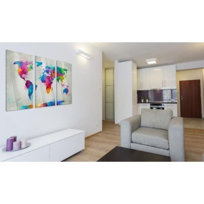 Toile & Tableau | Tableau sur Verre Acrylique "World Map : An Explosion of Colours" Décoration Murale Multicolore