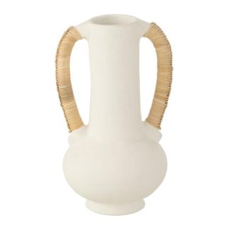 Vase | Vase Amphore Déco "Léo" 35cm Blanc & Naturel Vase Blanc & Naturel