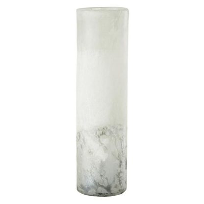 Vase | Vase Cylindrique Design "Scavo" 40cm Gris Vase Gris & Blanc