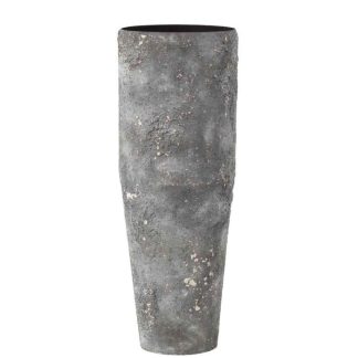 Vase | Vase Cylindrique en Métal "Effy" 70cm Gris Vase Gris