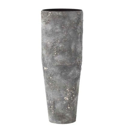 Vase | Vase Cylindrique en Métal "Effy" 70cm Gris Vase Gris