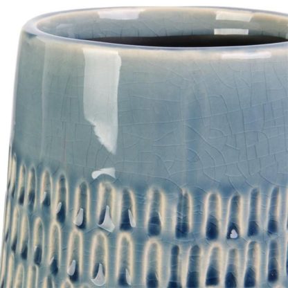 Vase | Vase Déco en Céramique "Antica" 23cm Bleu Vase Bleu