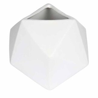 Vase | Vase Déco en Céramique "Geometrik" 15cm Blanc Vase Blanc