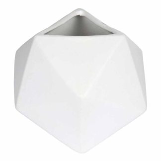 Vase | Vase Déco en Céramique "Geometrik" 19cm Blanc Vase Blanc