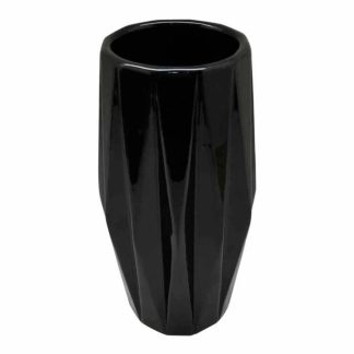 Vase | Vase Déco en Céramique "Origami" 24cm Noir Vase Noir