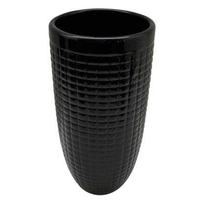 Vase | Vase Déco en Céramique "Quadri" 24cm Noir Vase Noir