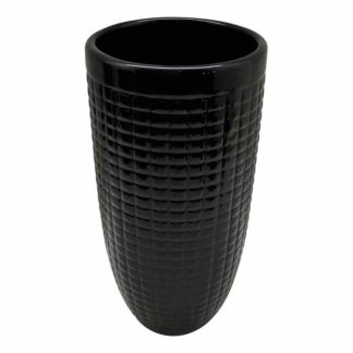 Vase | Vase Déco en Céramique "Quadri" 27cm Noir Vase Noir