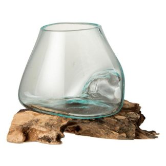 Vase | Vase Déco sur Pied "Gamal" 20cm Transparent Vase Transparent & Naturel