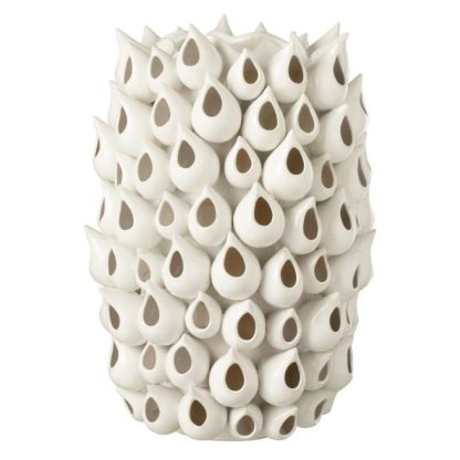 Vase | Vase Design "Anémone Céramique" 43cm Blanc Vase Blanc