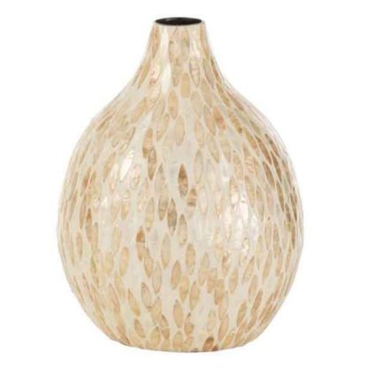 Vase | Vase Design en Bambou "Mosaïque" 34cm Beige Vase Beige