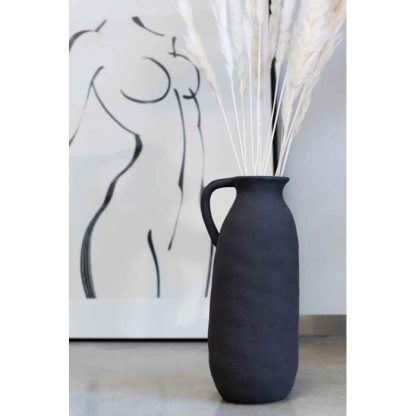 Vase | Vase Design en Céramique "Cruche" 35cm Noir Vase Noir