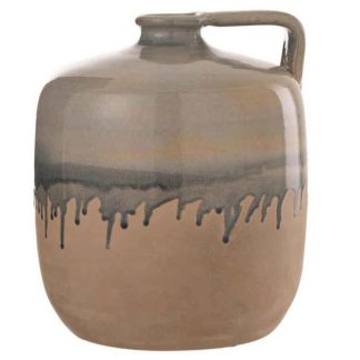 Vase | Vase Design en Céramique "Droplet" 25cm Beige Vase Beige & Gris