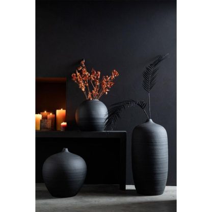 Vase | Vase Design en Ciment "Viktor" 58cm Noir Vase Noir