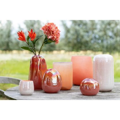 Vase | Vase Design en Verre "Corrie" 23cm Corail Vase Corail