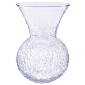 Vase | Vase en Verre Craquelé "Boule" 28cm Transparent Vase Transparent