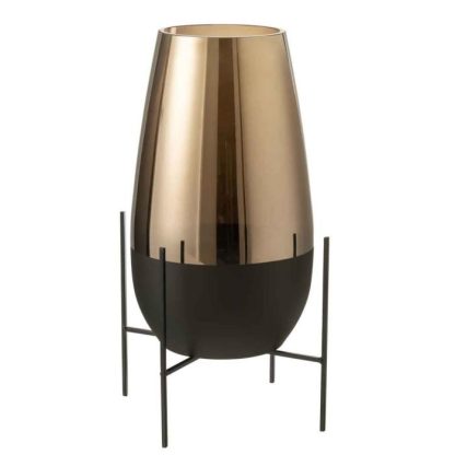 Vase | Vase en Verre Design "Milan" 48cm Or & Noir Vase Or & Noir