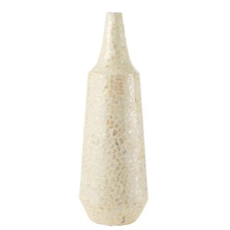 Vase | Vase Long Motif Mosaïque "Nuye" 71cm Ivoire Vase Ivoire