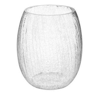 Vase | Vase Rond Craquelé "Léon" 28cm Transparent Vase Transparent