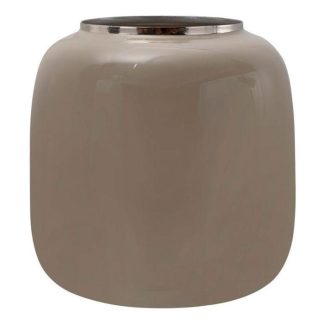 Vase | Vase Rond Design "Niklas" 20cm Taupe & Argent Vase Taupe & Argent