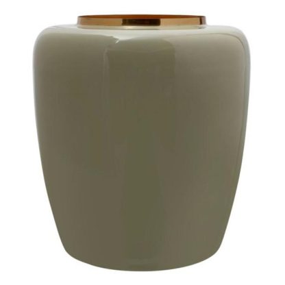 Vase | Vase Rond Design "Tribuna" 36cm Menthe & Or Vase Menthe & Or