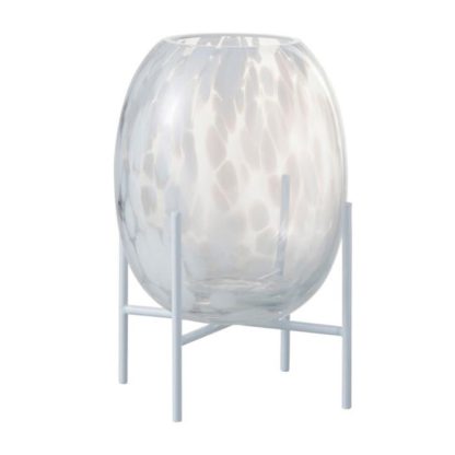 Vase | Vase sur Pied Design "Pois Déco" 23cm Transparent Vase Transparent & Blanc