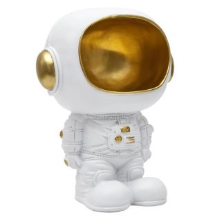 Vide Poche & Coupelle | Vide-Poche Statue "Astronaute" 28cm Blanc Accessoires Déco Blanc & Doré