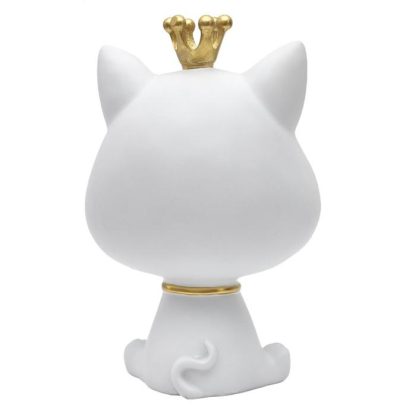 Vide Poche & Coupelle | Vide-Poche Statue "Chat" 25cm Blanc Accessoires Déco Blanc & Doré