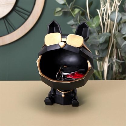 Vide Poche & Coupelle | Statuette & Vide-Poche "Chien à Lunettes" 23cm Noir Accessoires Déco Noir