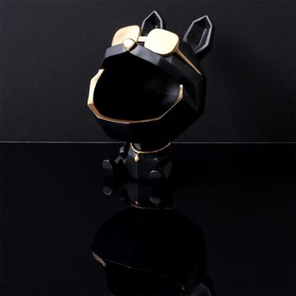 Vide Poche & Coupelle | Statuette & Vide-Poche "Chien à Lunettes" 23cm Noir Accessoires Déco Noir