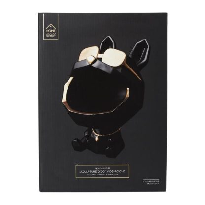 Vide Poche & Coupelle | Statuette & Vide-Poche "Chien à Lunettes" 23cm Noir Accessoires Déco Noir