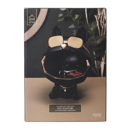 Vide Poche & Coupelle | Statuette & Vide-Poche "Chien à Lunettes" 23cm Noir Accessoires Déco Noir