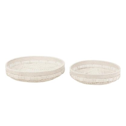 Vide Poche & Coupelle | Lot de 2 Coupelles Déco "Rotin" 50cm Blanc Accessoires Déco Blanc