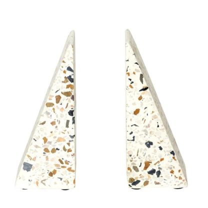 Vide Poche & Coupelle | Vide-Poche & Serre-Livres "Terrazzo" 14cm Blanc Accessoires Déco Blanc