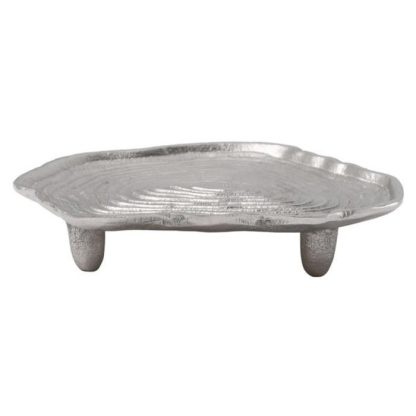 Vide Poche & Coupelle | Plateau Décoratif "Wood Art" 19cm Argent Accessoires Déco Argent