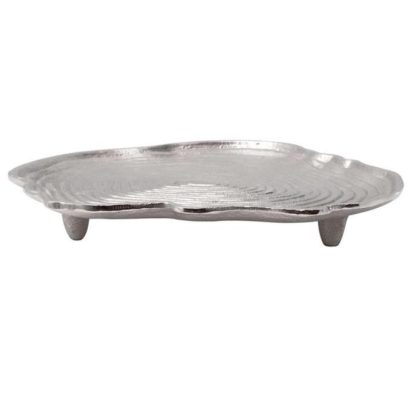 Vide Poche & Coupelle | Plateau Décoratif "Wood Art" 29cm Argent Accessoires Déco Argent