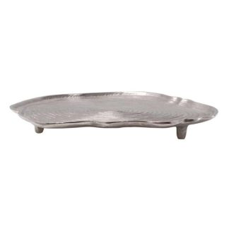 Vide Poche & Coupelle | Plateau Décoratif "Wood Art" 39cm Argent Accessoires Déco Argent